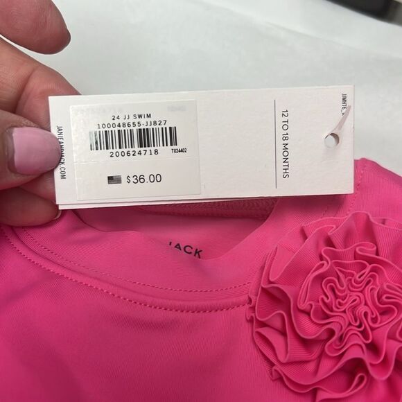 Janie and Jack 100048655 Pink Recycled Rosette Rash Guard size 12-18 m NWT - Picture 4 of 9